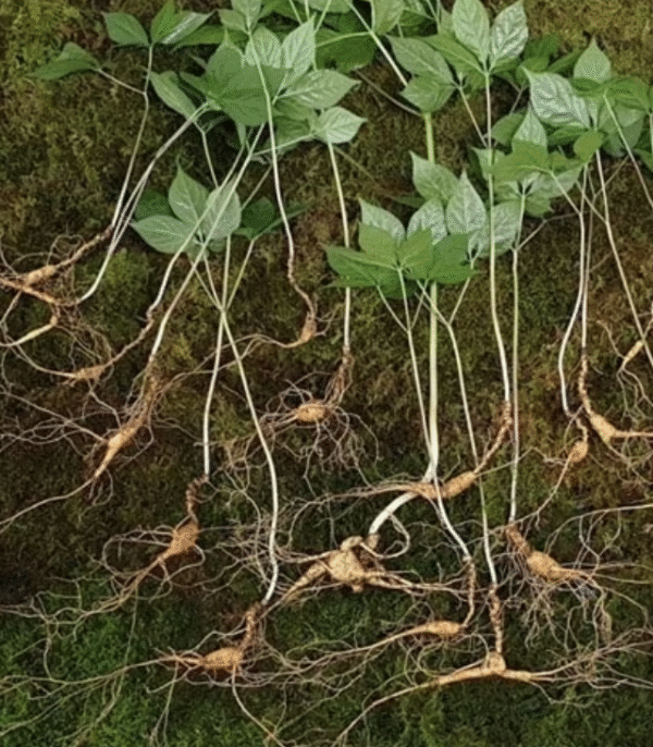 Ancient Korean royal physician preparing wild ginseng remedy