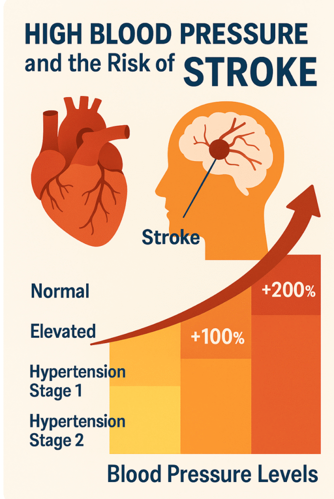 Infographic showing the link between high blood pressure and stroke risk