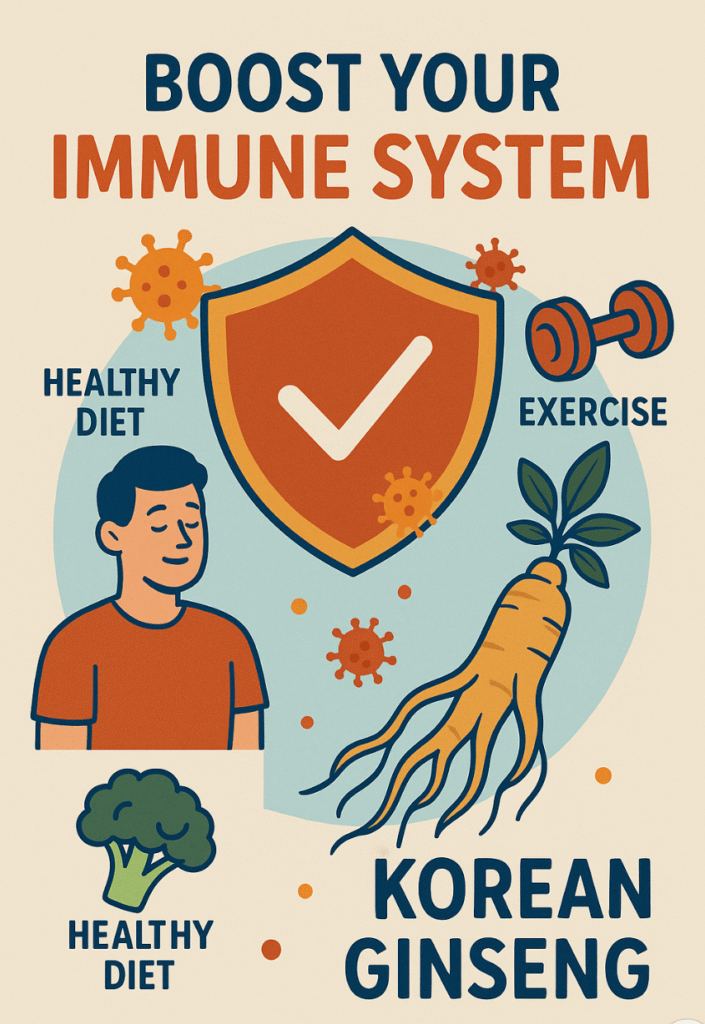 Infographic showing Korean ginseng as a natural immune system booster