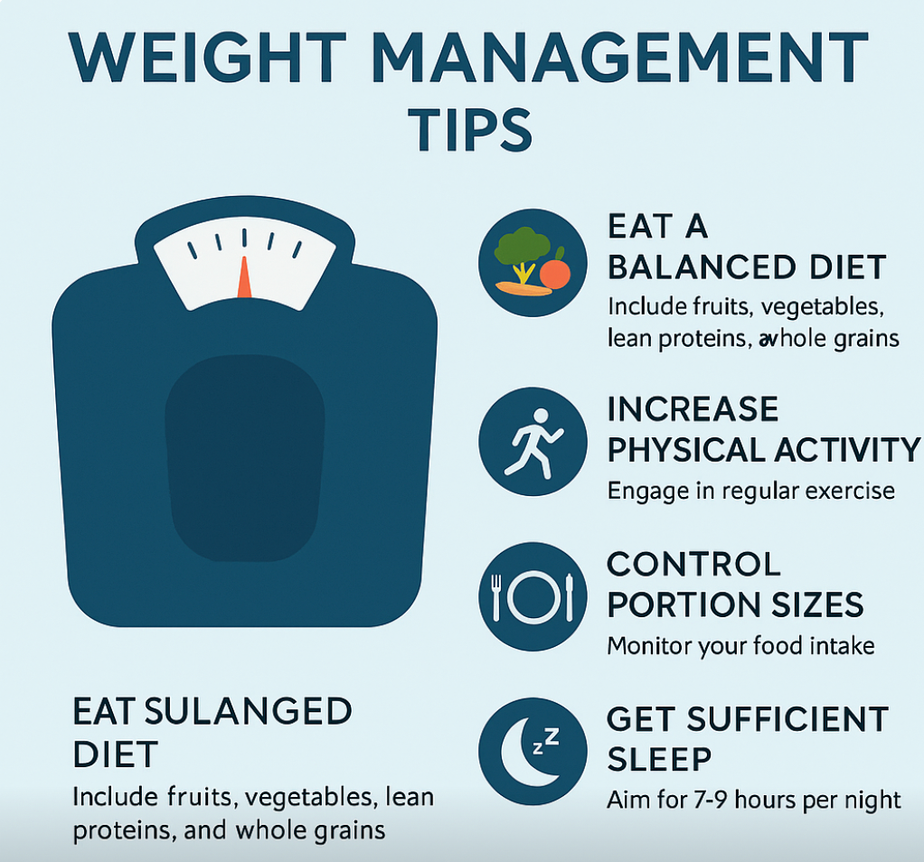 Infographic showing weight management tips with Korean ginseng support