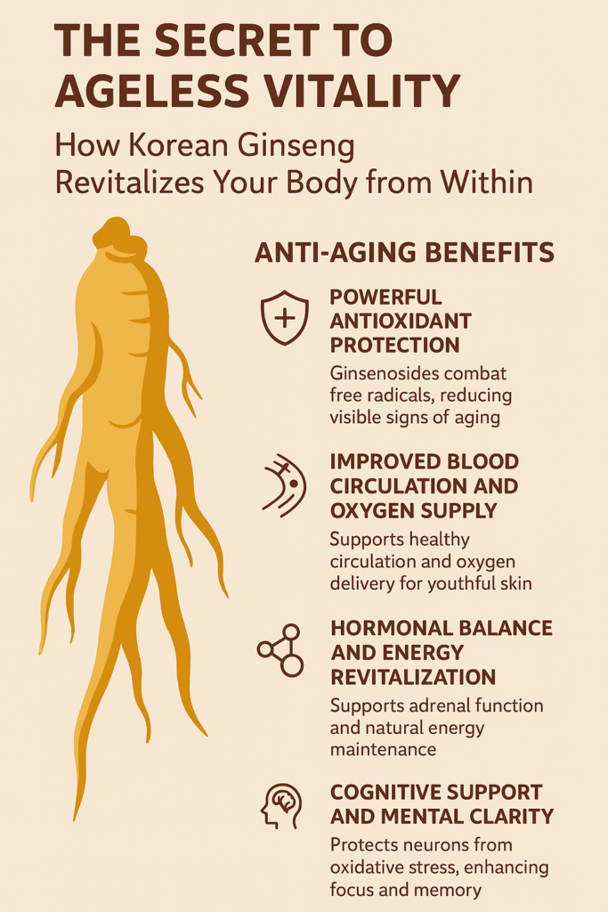 Korean Ginseng roots and antioxidant benefits for anti-aging