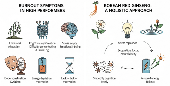 Burnout symptoms in high performers and benefits of Korean Red Ginseng
