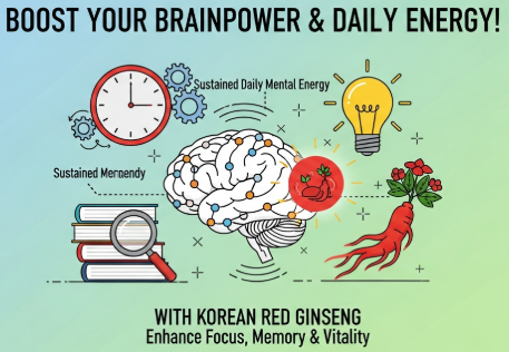 Korean red ginseng roots used for supporting cognitive function and mental clarity