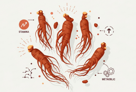 Korean red ginseng root for boosting natural energy and reducing fatigue