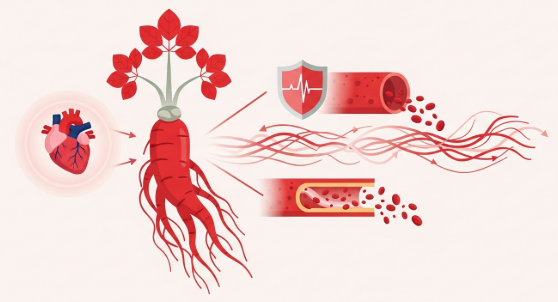 Korean Red Ginseng supporting heart health, blood flow, and cardiovascular function