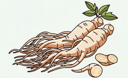 Fresh ginseng root used as a natural remedy to reduce fatigue and boost energy