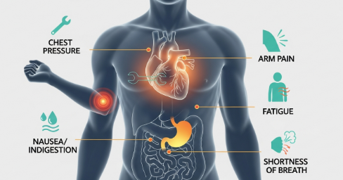 Heart disease symptoms illustration
