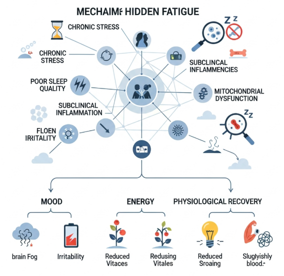 illustration of hidden fatigue and energy depletion
