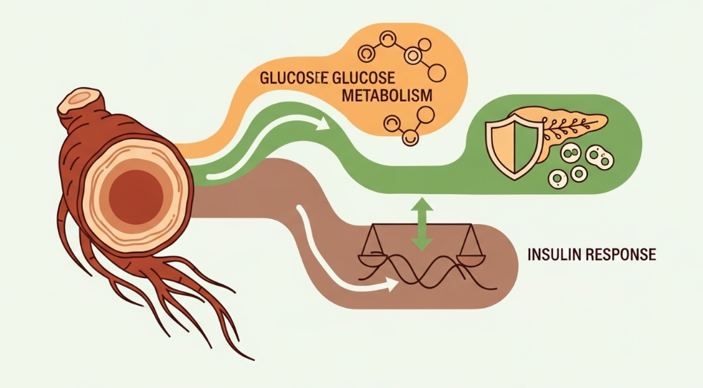 Korean red ginseng root and capsules supporting blood sugar balance