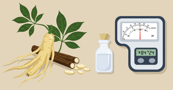 Korean Red Ginseng roots and tea symbolizing natural blood sugar balance