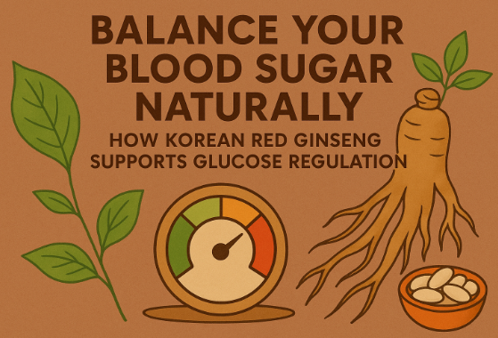 Korean Red Ginseng roots and capsules symbolizing natural blood sugar control