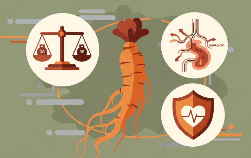 Korean Red Ginseng root supporting healthy cholesterol and heart wellness