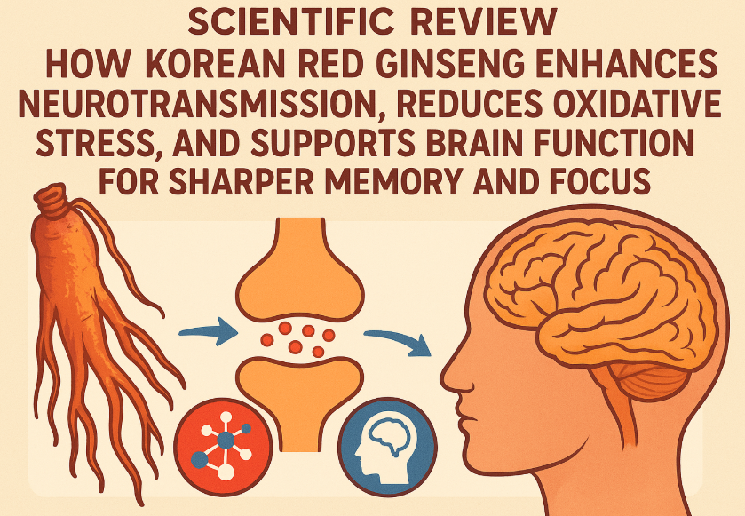 Korean Red Ginseng roots and capsules symbolizing cognitive health and brain performance