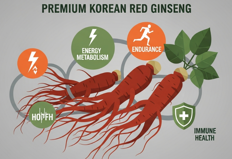 Korean Red Ginseng supporting energy, stamina, and immune health