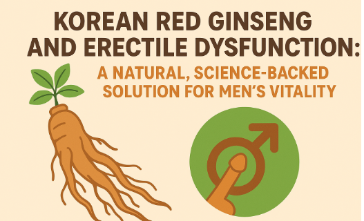 Korean Red Ginseng roots and health symbols representing male vitality and circulation
