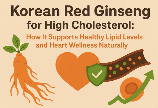 Korean Red Ginseng roots and tea promoting heart health and balanced cholesterol