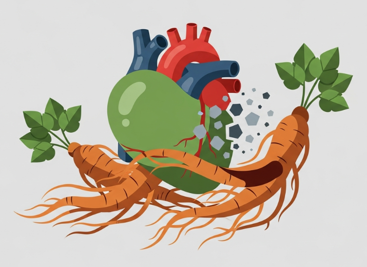 Korean Red Ginseng root supporting natural cholesterol balance and heart health