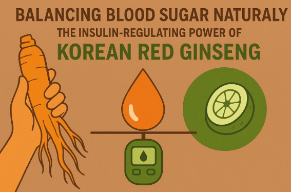 Korean Red Ginseng roots and tea representing improved insulin sensitivity and blood sugar balance