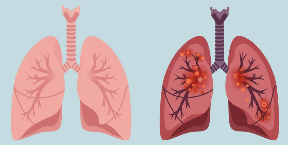 Korean Red Ginseng roots and lungs illustration showing natural bronchitis recovery support