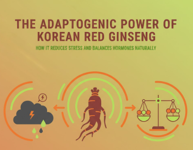 Korean Red Ginseng root symbolizing stress relief and hormonal balance
