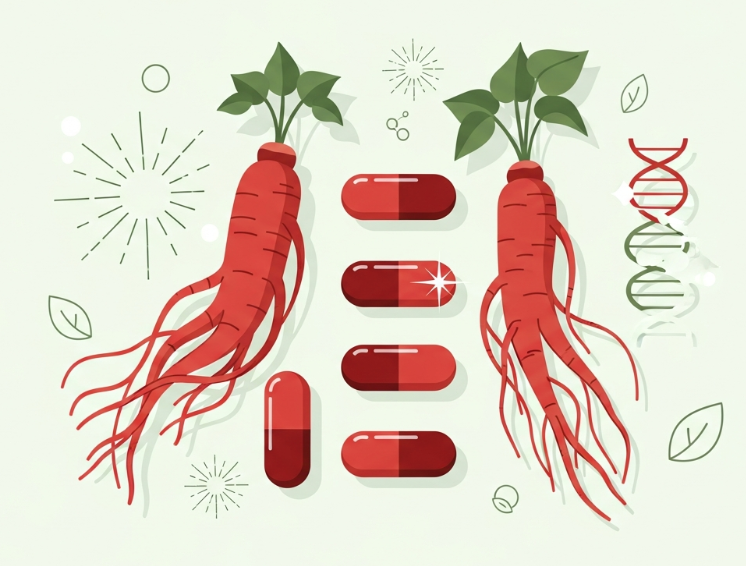 Korean Red Ginseng roots and supplements for vitality and stamina