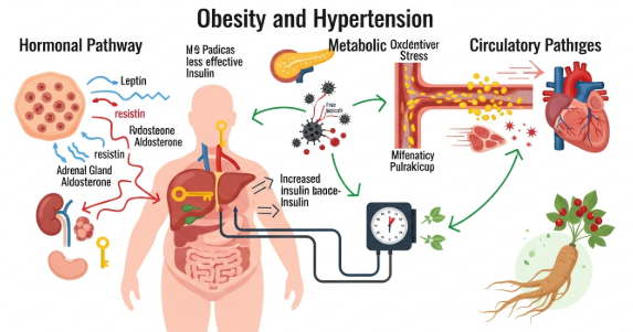 Scientific mechanisms explaining how obesity increases hypertension risk and the role of Korean ginseng