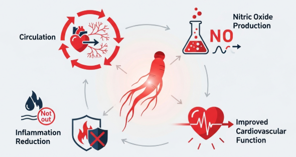 Korean red ginseng for cardiovascular health and blood circulation