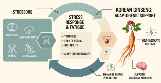 Stress and fatigue symptoms and the potential supportive benefits of Korean ginseng
