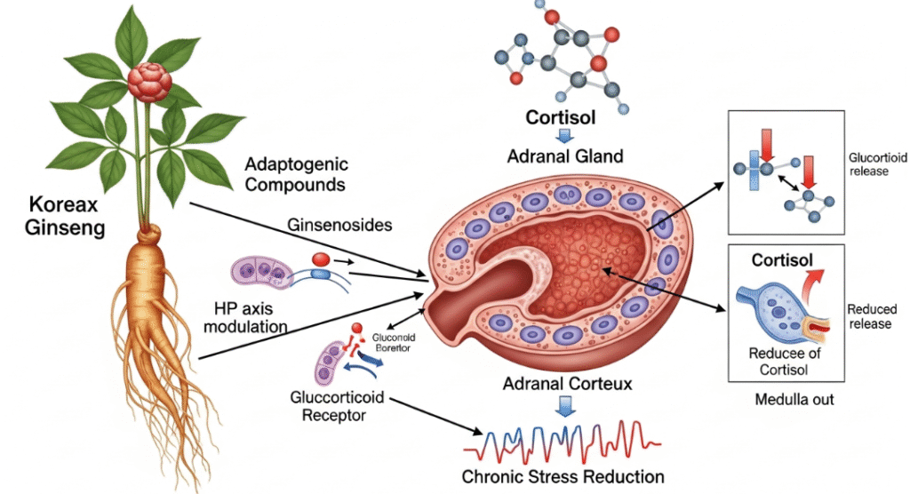 cortisol regulation methods with Korean ginseng as natural adaptogen