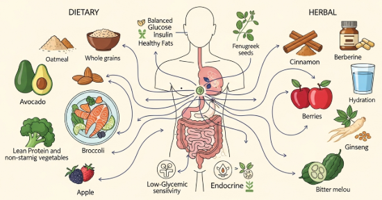 Herbal and nutritional support for healthy blood sugar balance