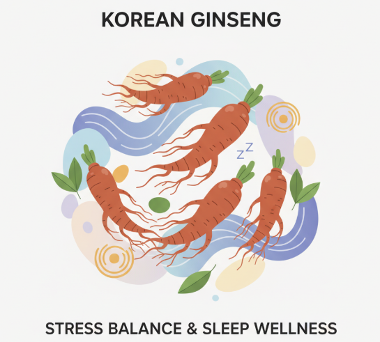 Korean ginseng root supporting healthy sleep balance