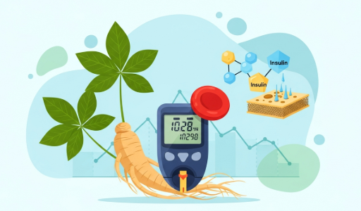 Ginseng for diabetes management herbal root illustration