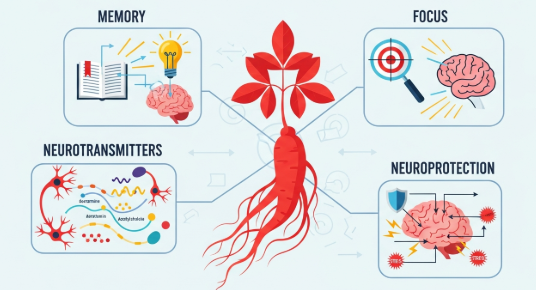 ginseng for brain health scientific illustration