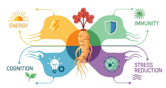 Ginseng for overall wellness root illustration