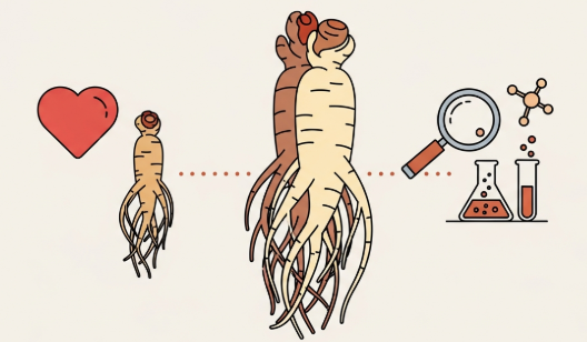 Korean ginseng root used for heart health support