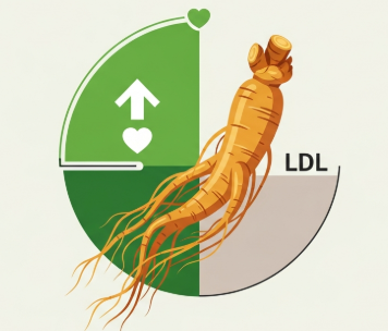 Korean ginseng root supporting healthy LDL cholesterol balance