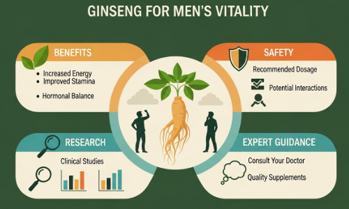 Korean ginseng supporting male energy and overall vitality
