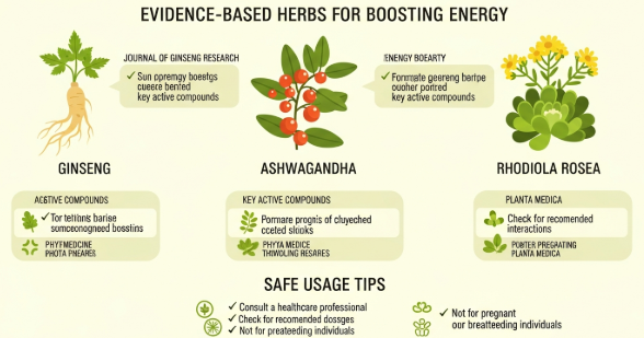 Herbal plants used to naturally improve daily energy levels
