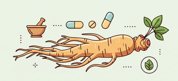 ginseng root illustrating health-supporting properties