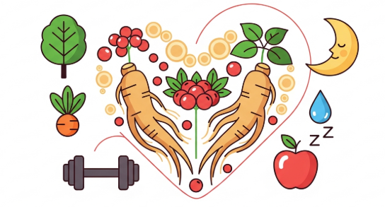 Korean ginseng root supporting healthy cholesterol balance naturally