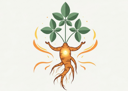 Korean ginseng root supporting natural energy and vitality