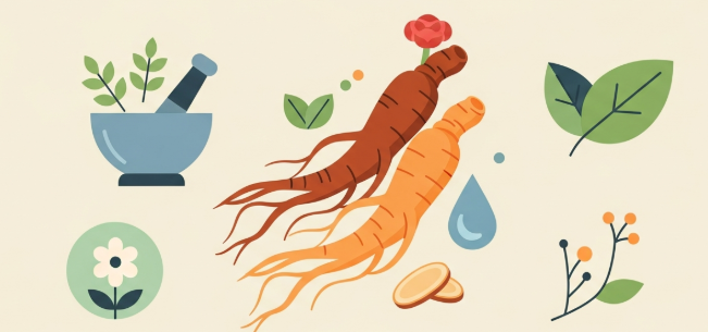 Korean ginseng roots supporting holistic health solutions