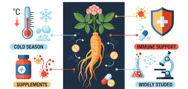 Korean ginseng supporting immune health during winter season