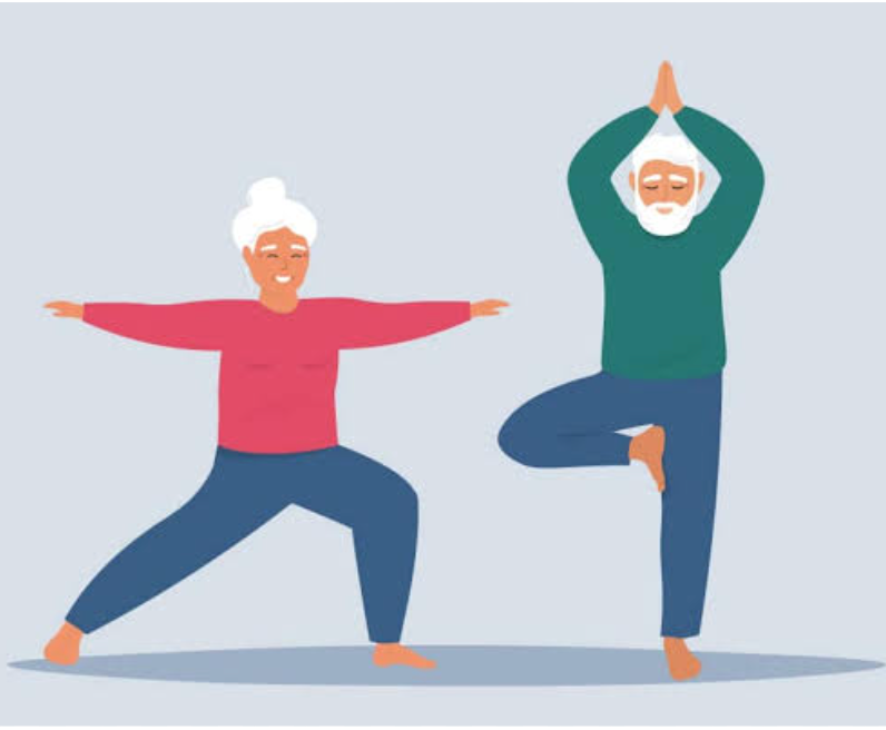 Older adult performing balance training for healthy aging